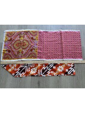 Lot Of 2 Vintage Vera Neumann Scarf Spring Ombré Pink Orange Geometric Scarves